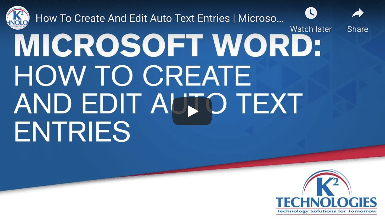 How to Create and Edit Auto text Entry in Microsoft Word