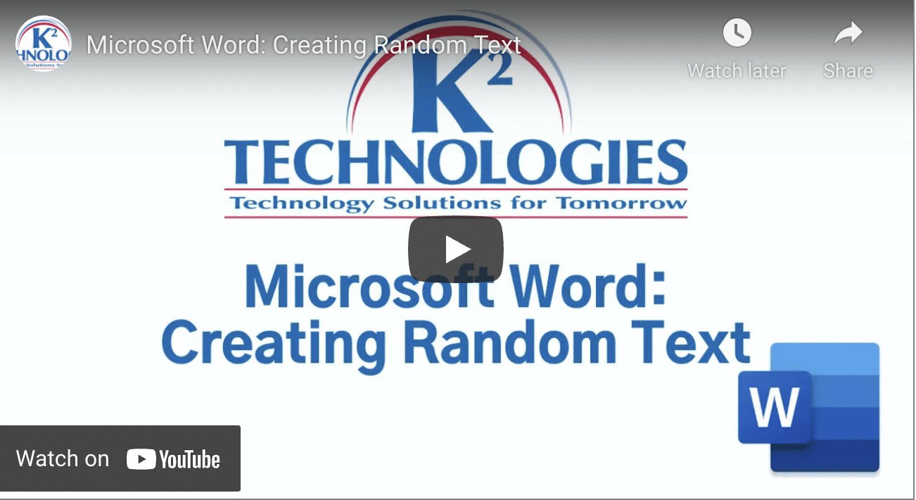 Using Word’s Random Text Feature to Help You Prepare Documents