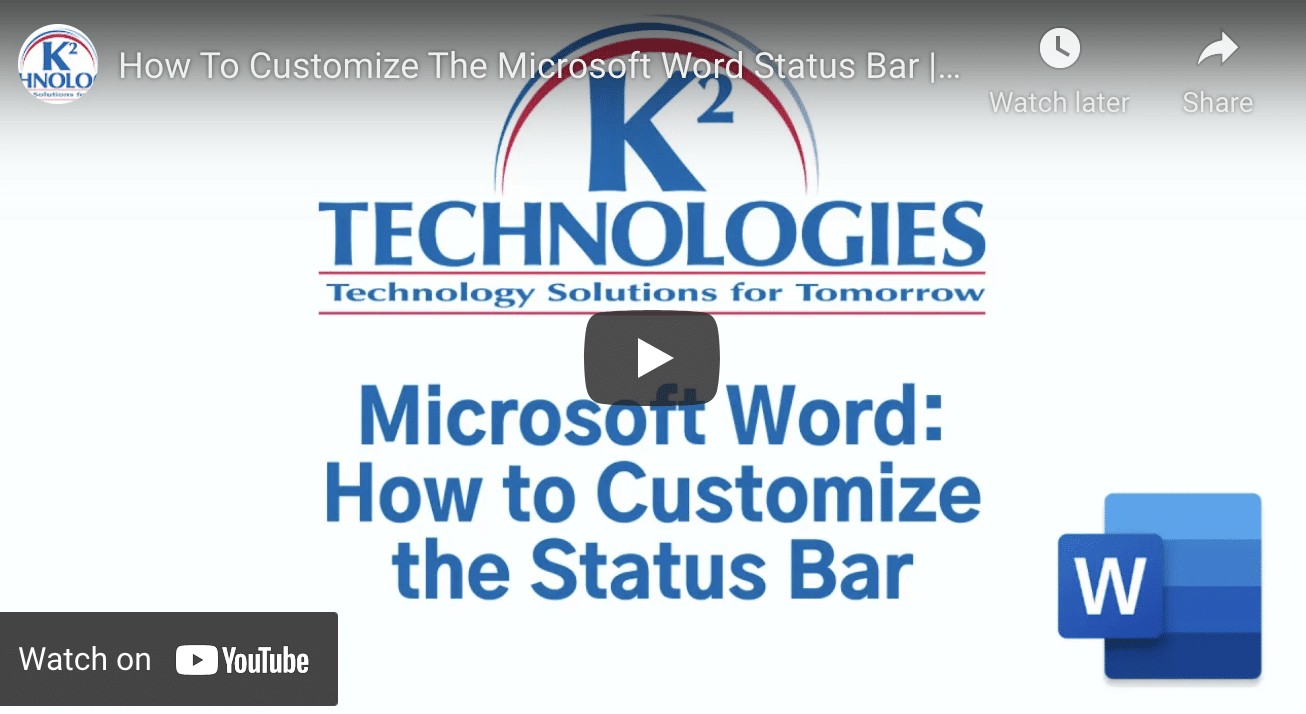 Simplifying Word by Customizing the Status Bar