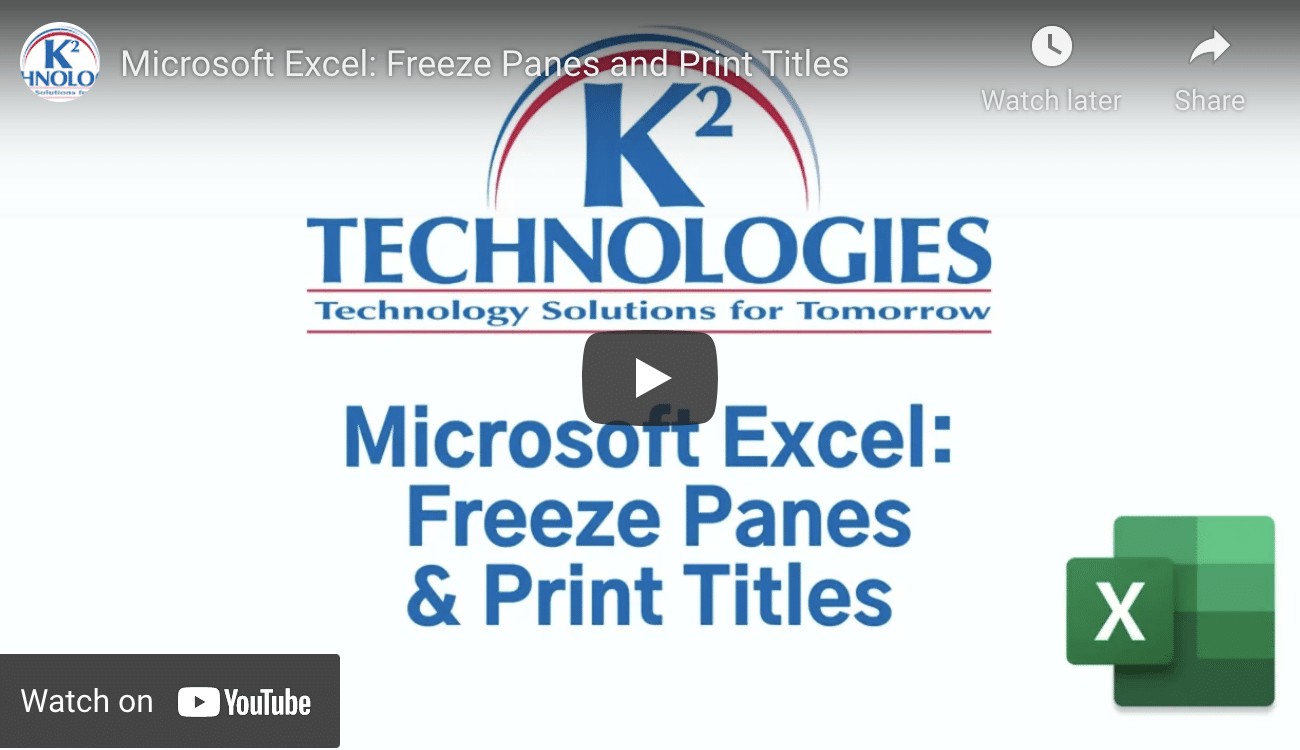 Microsoft Excel Tip: Freeze Panes and Print Titles