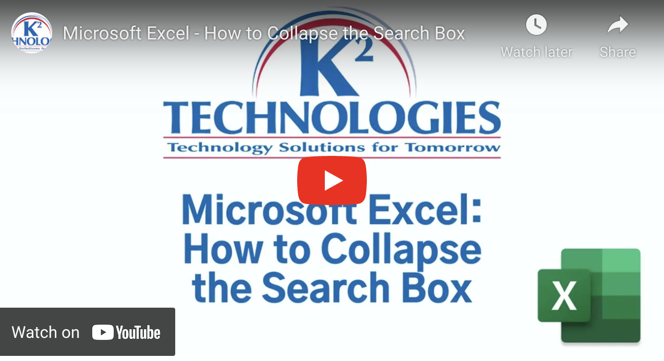 Microsoft Excel Tip How to Collapse the Search Box